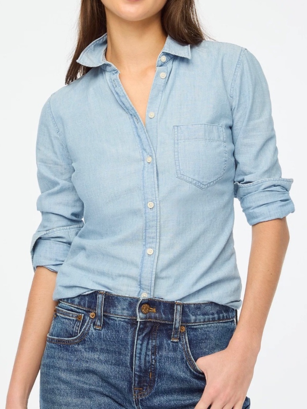 J. Crew Light Blue Denim Button-Up Shirt